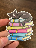 Tuxedo cat on Books 3" sticker