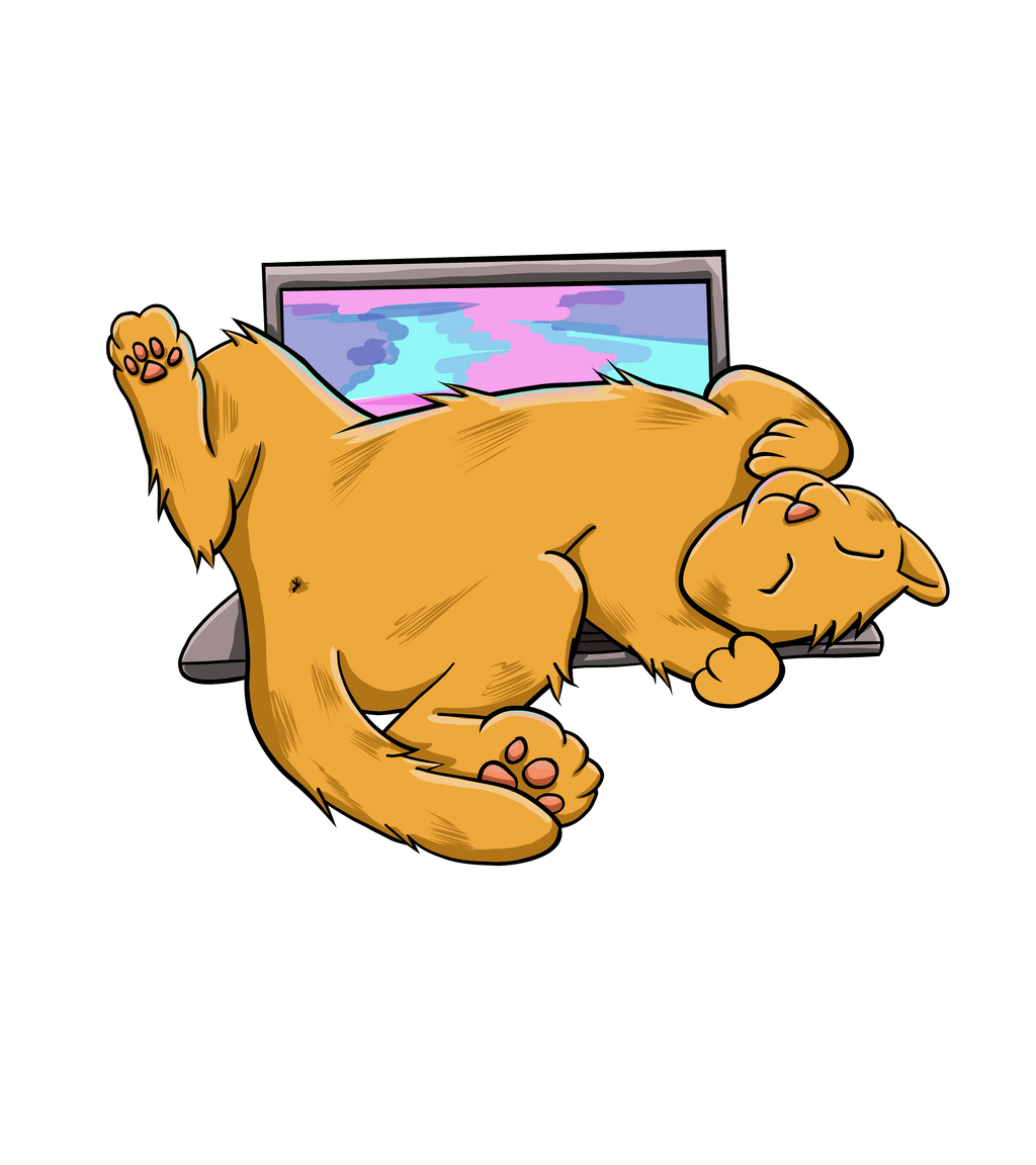 Orange cat on laptop 3" sticker