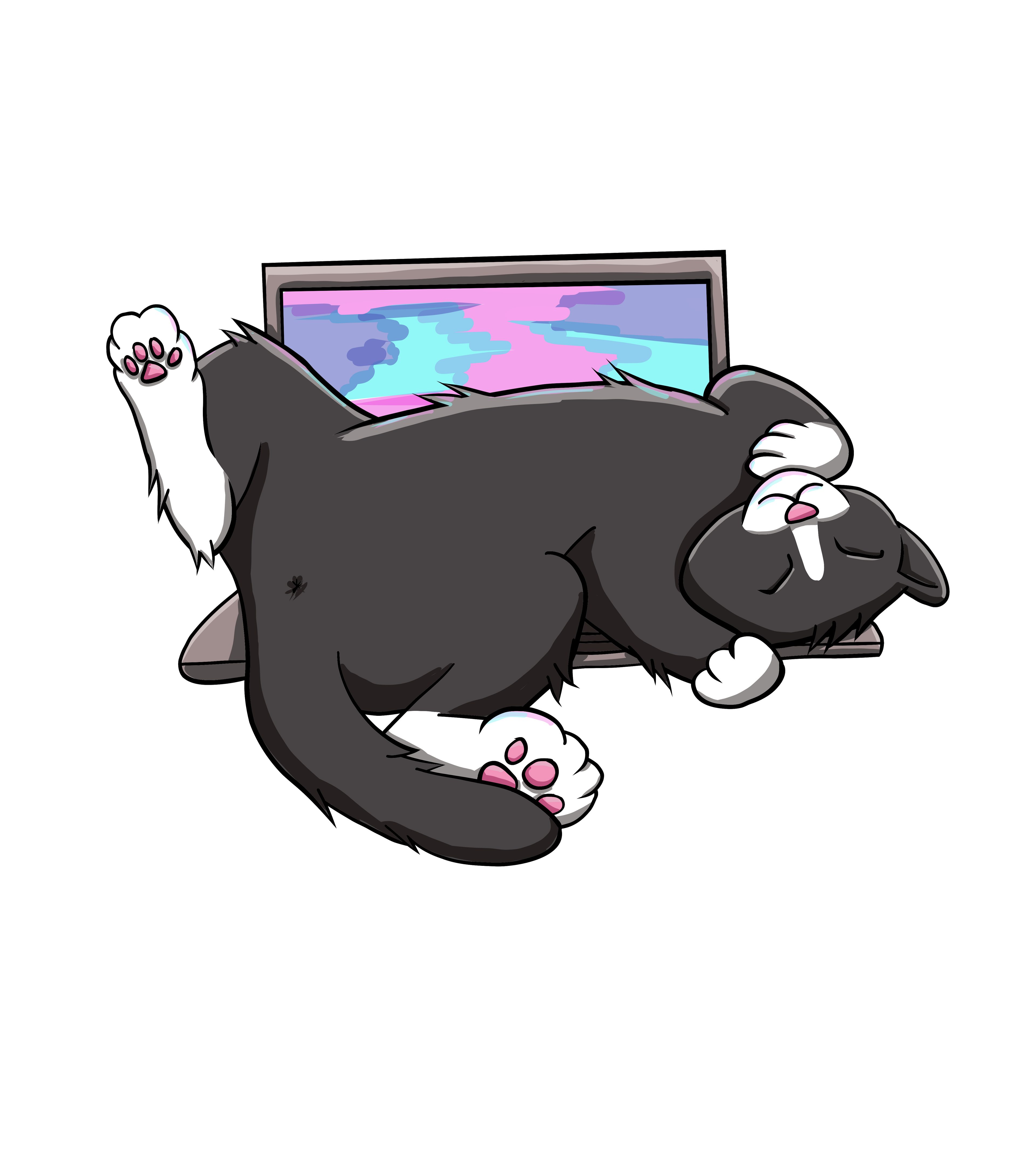 Tuxedo Cat on Laptop 3" sticker