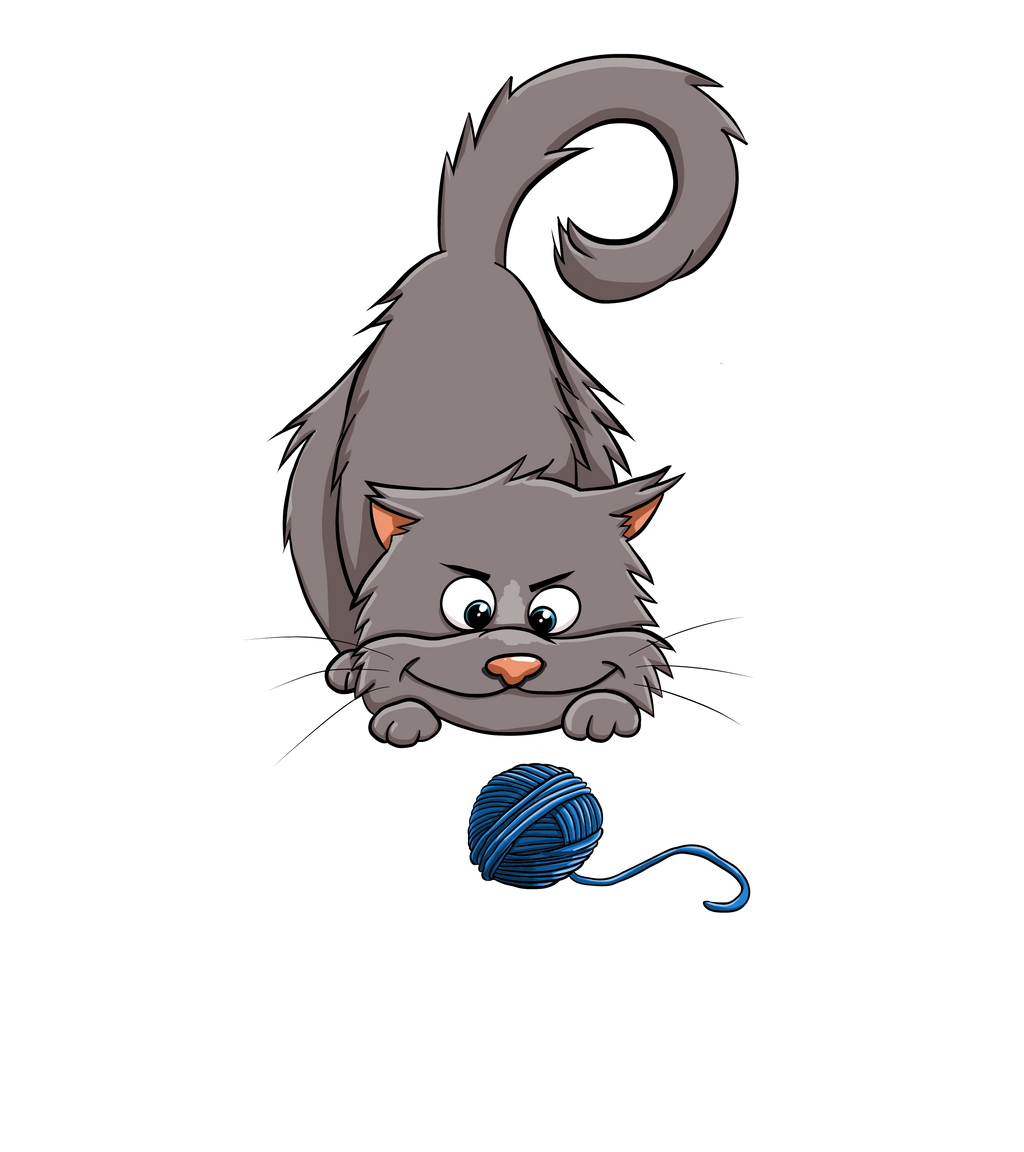 Grey Cat yarn pounce 3" sticker