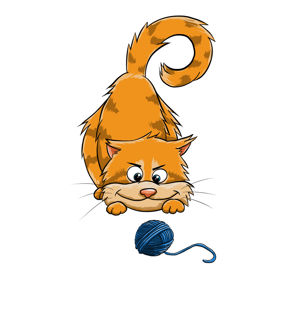 Orange cat yarn pounce 3" sticker
