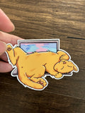 Orange cat on laptop 3" sticker
