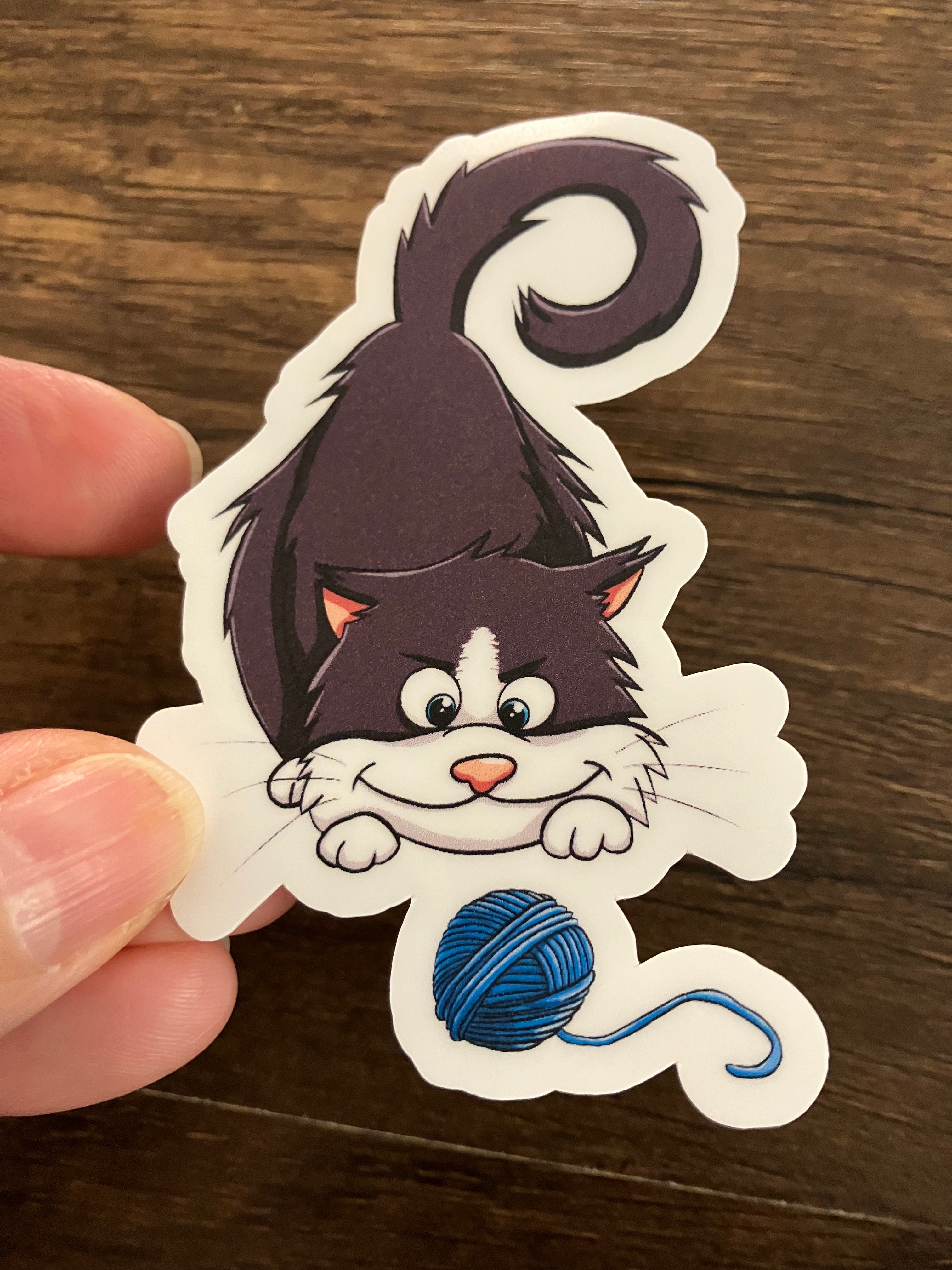 tuxedo cat pounce 3" sticker