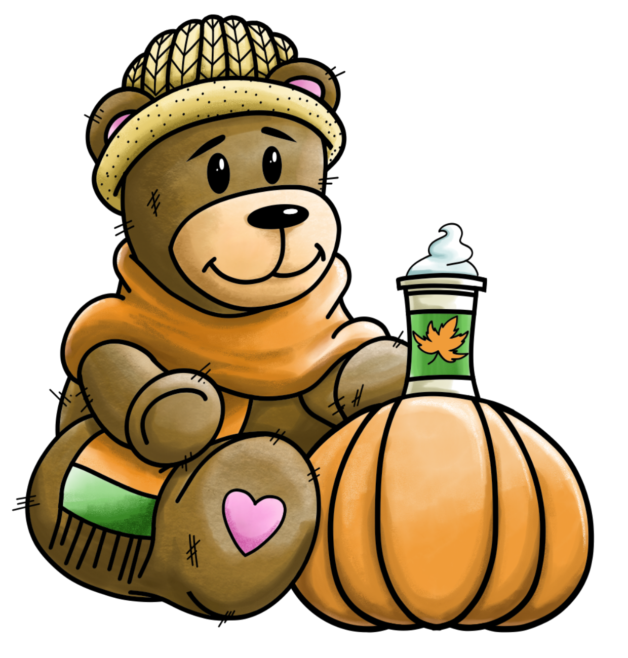 Cozy Bear with Pumpkin Latte