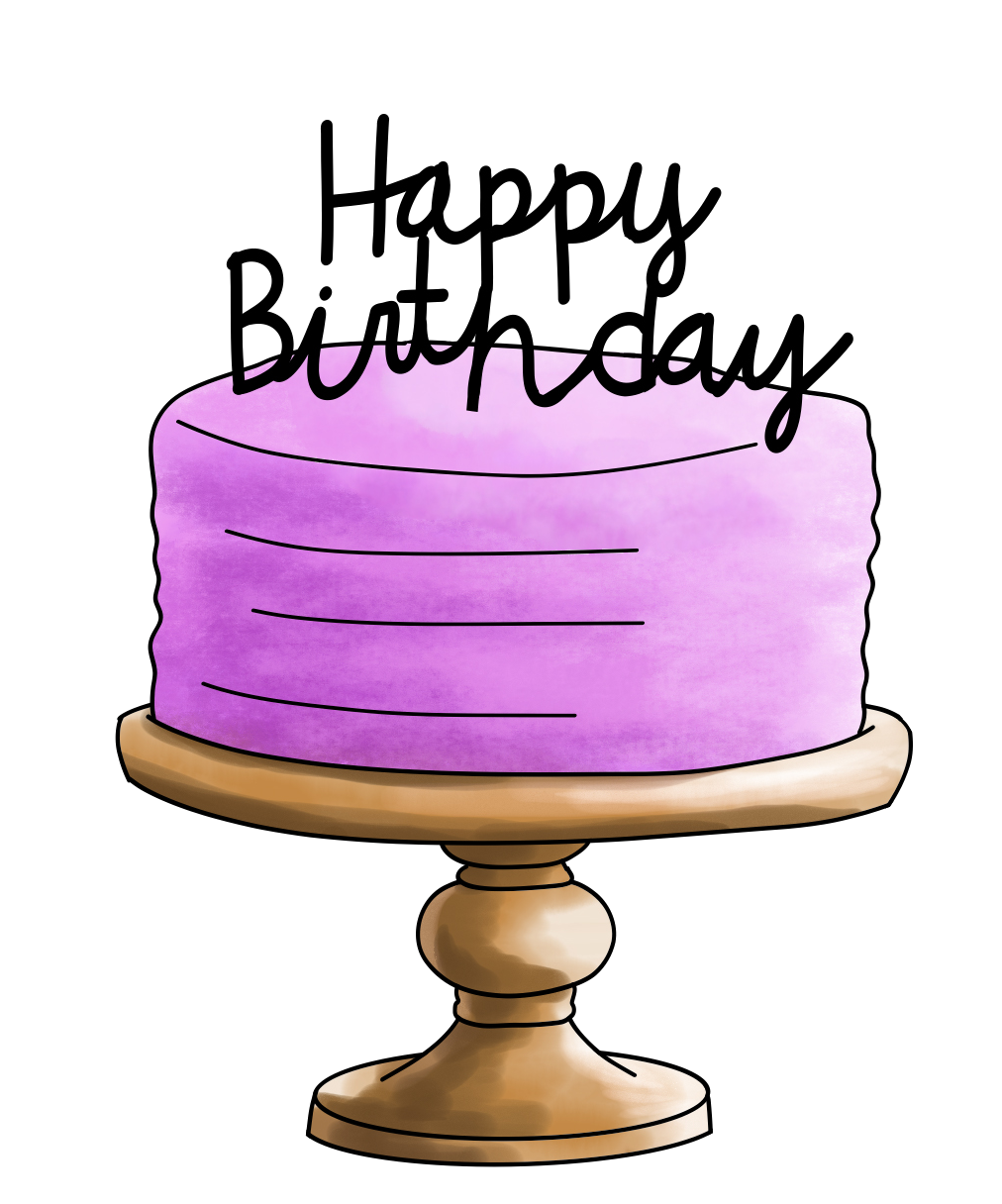 Birthday cake with sign sticker 3"
