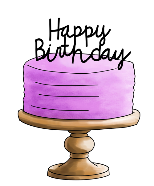 Birthday cake with sign sticker 3"