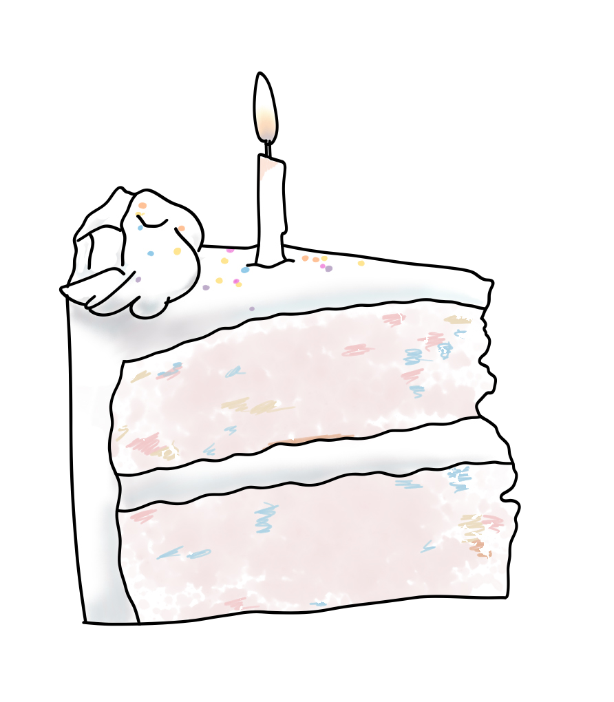 Birthday Cake Slice Sticker 3"