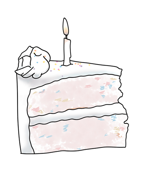 Birthday Cake Slice Sticker 3"