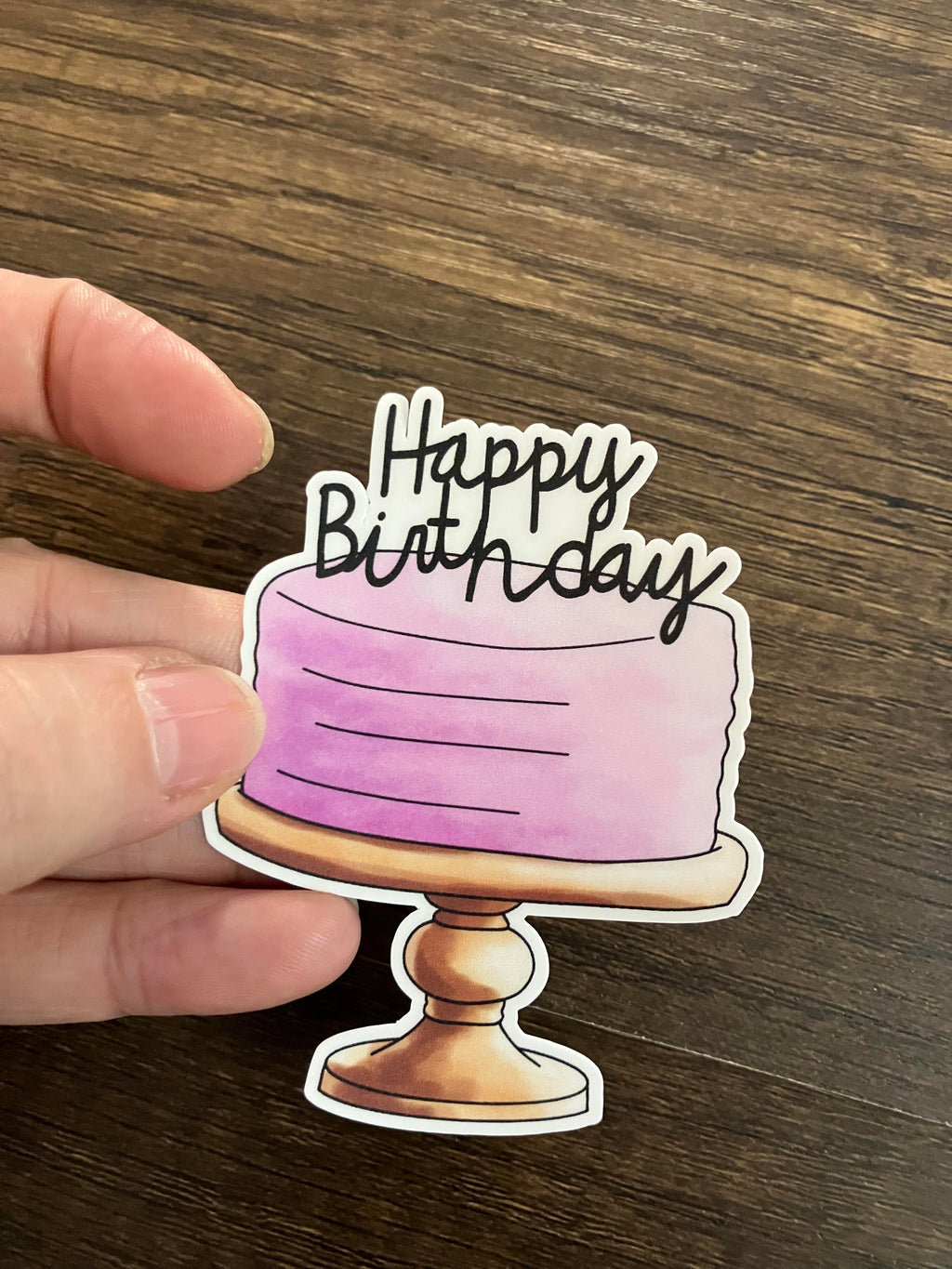Birthday cake with sign sticker 3"