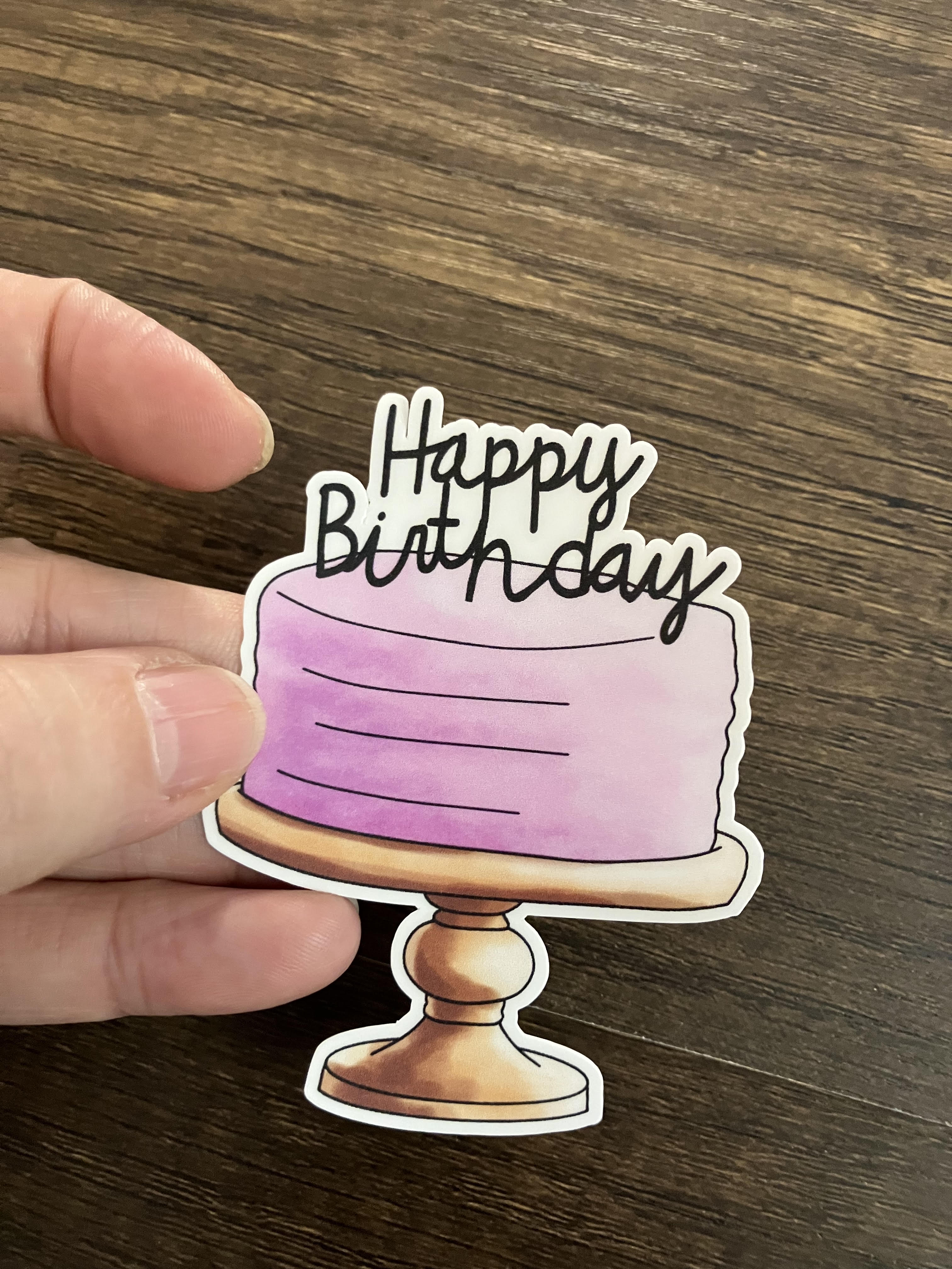 Birthday cake with sign sticker 3"