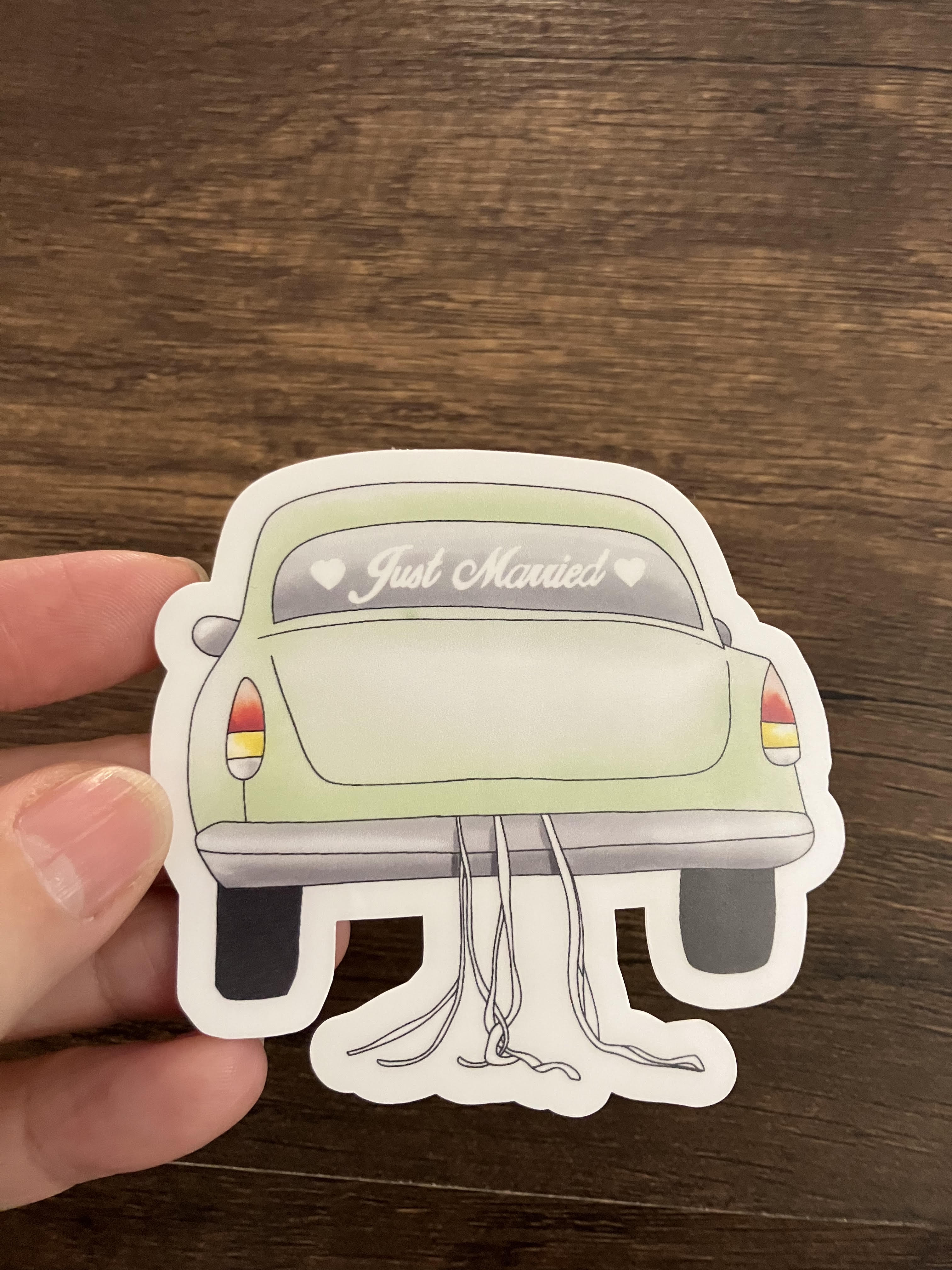 Just Married 3" Sticker