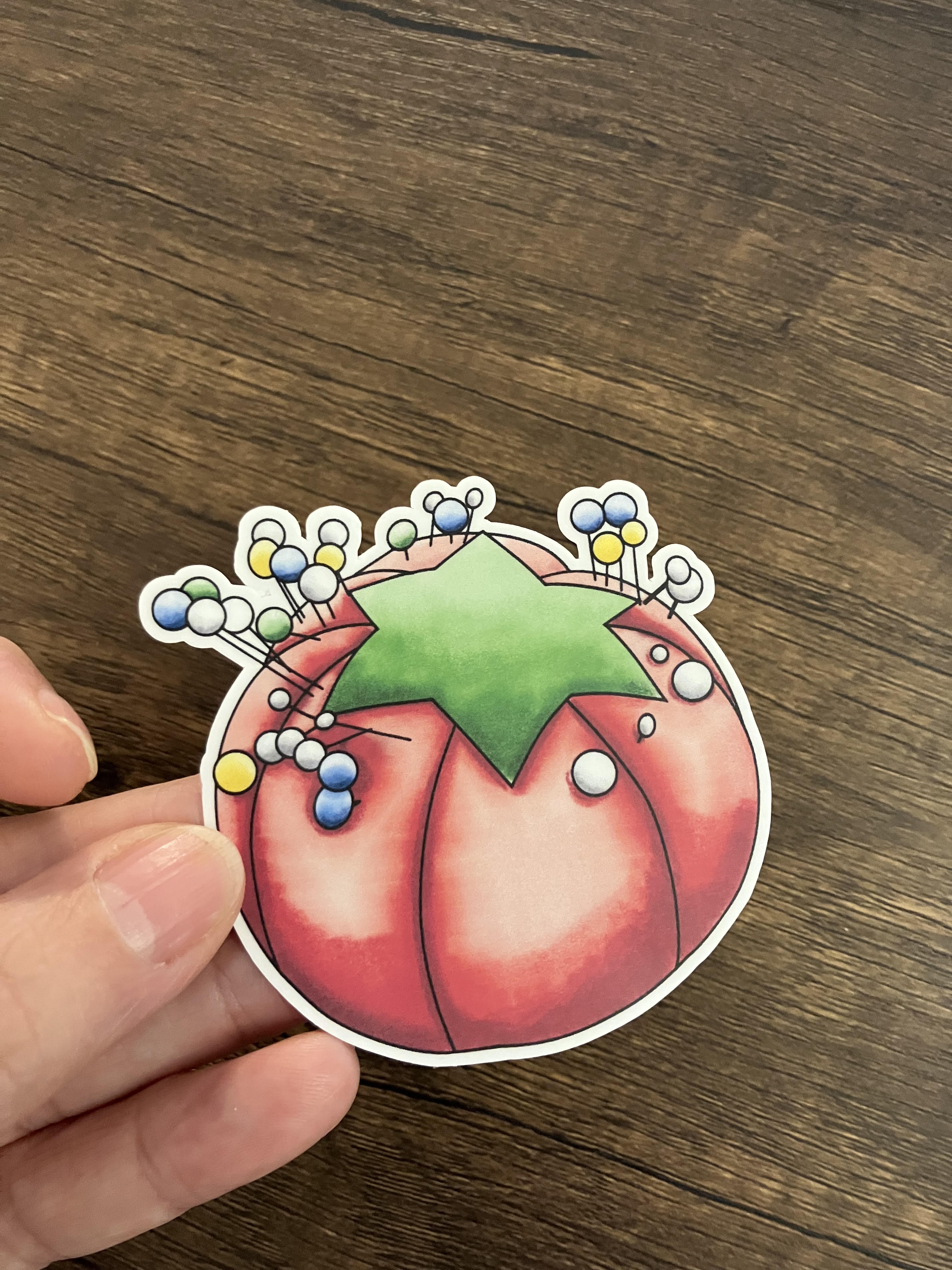 Pin Cushion Sticker 3"
