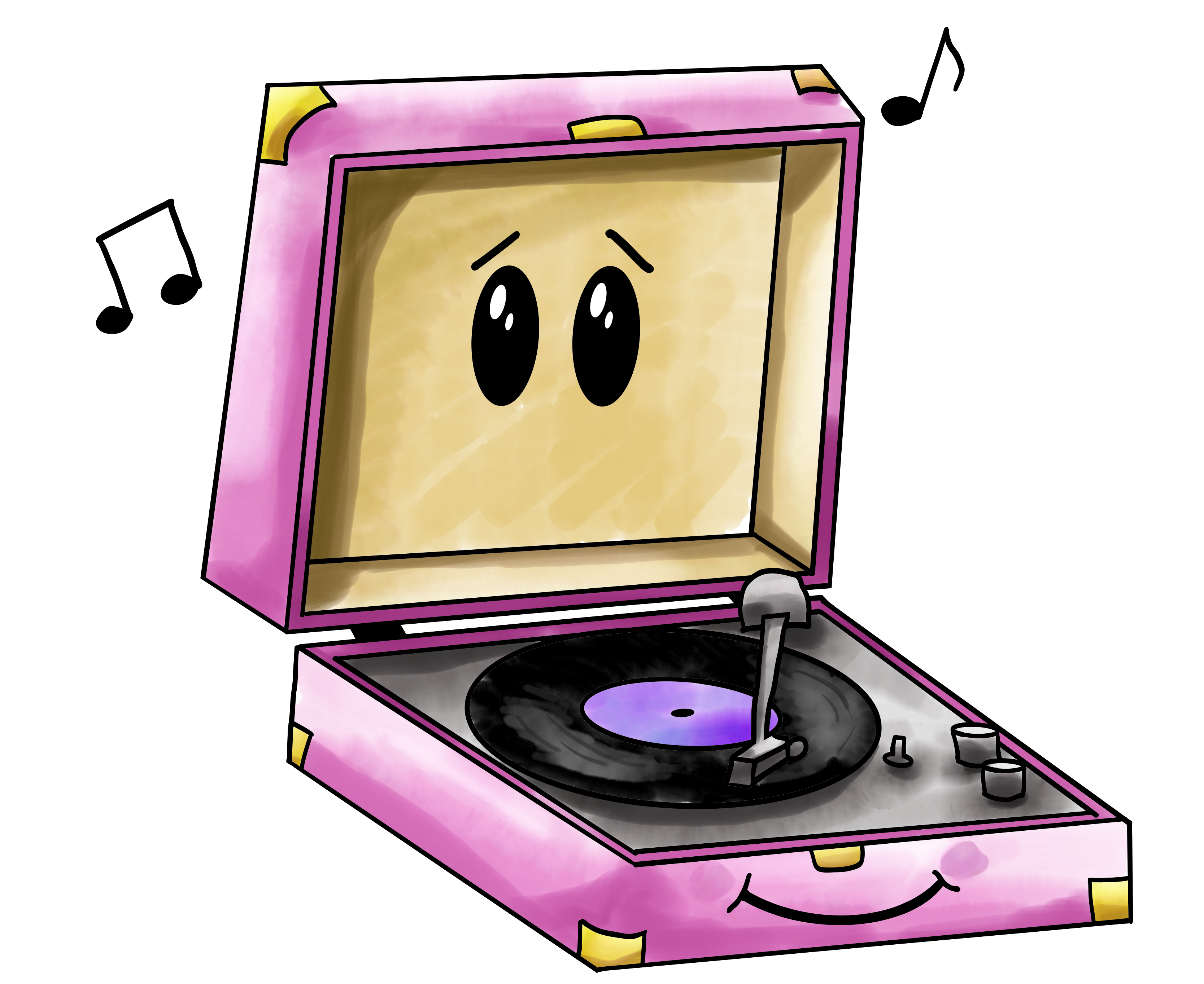 Cartoon Record Player Sticker