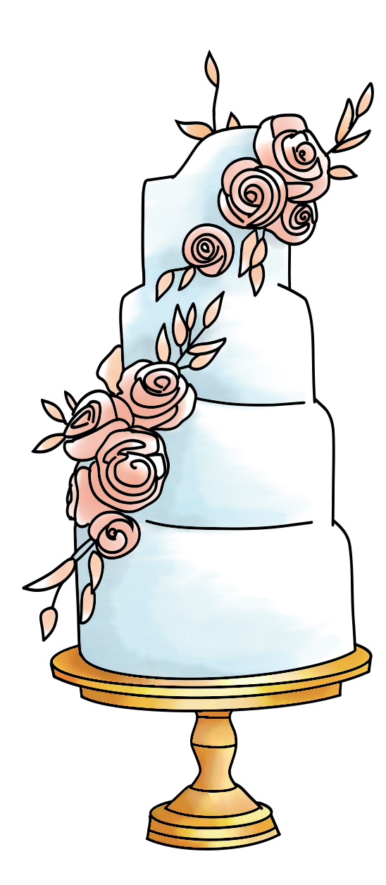 Wedding cake sticker 3"