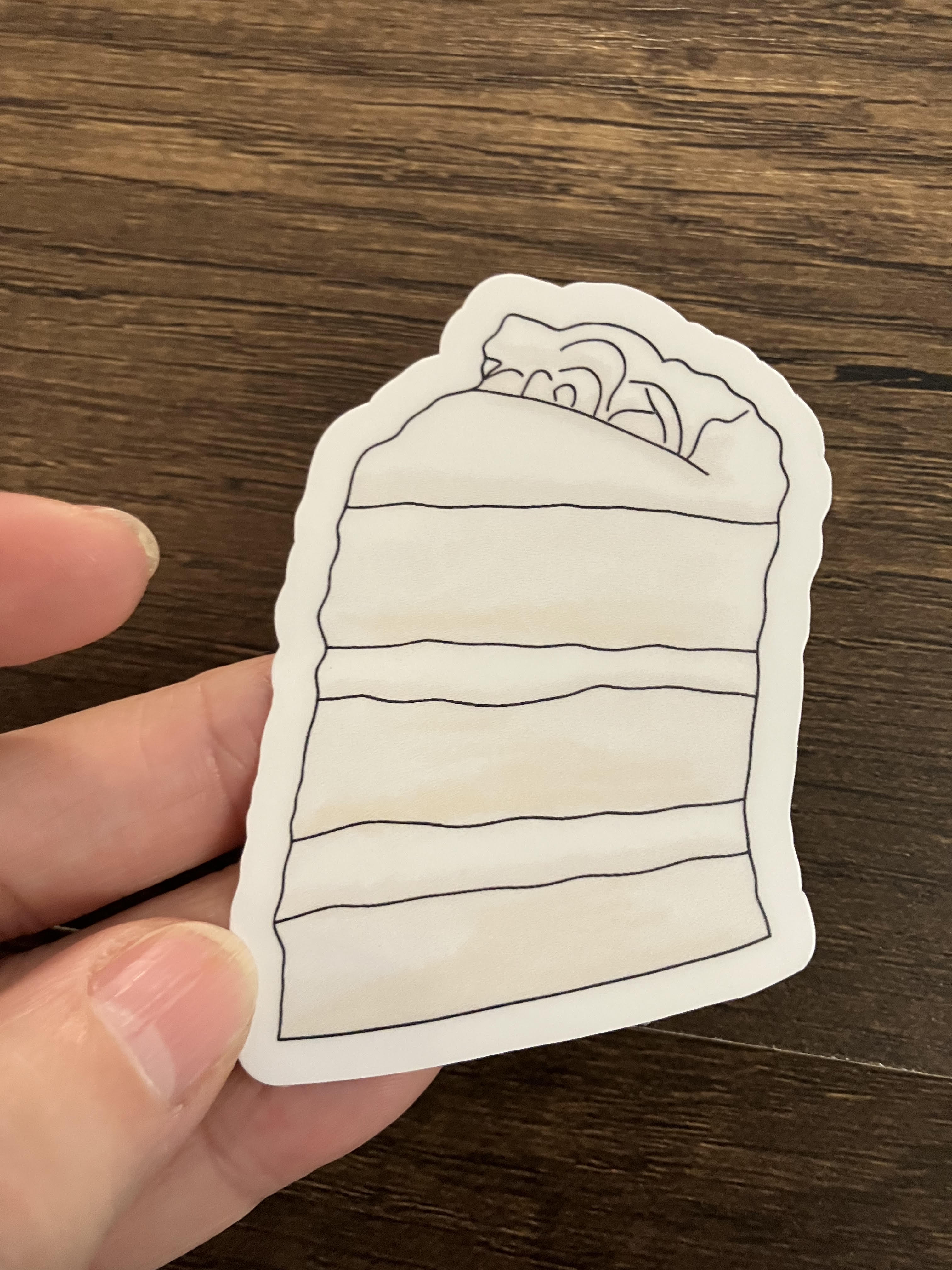 wedding cake slice sticker 3"