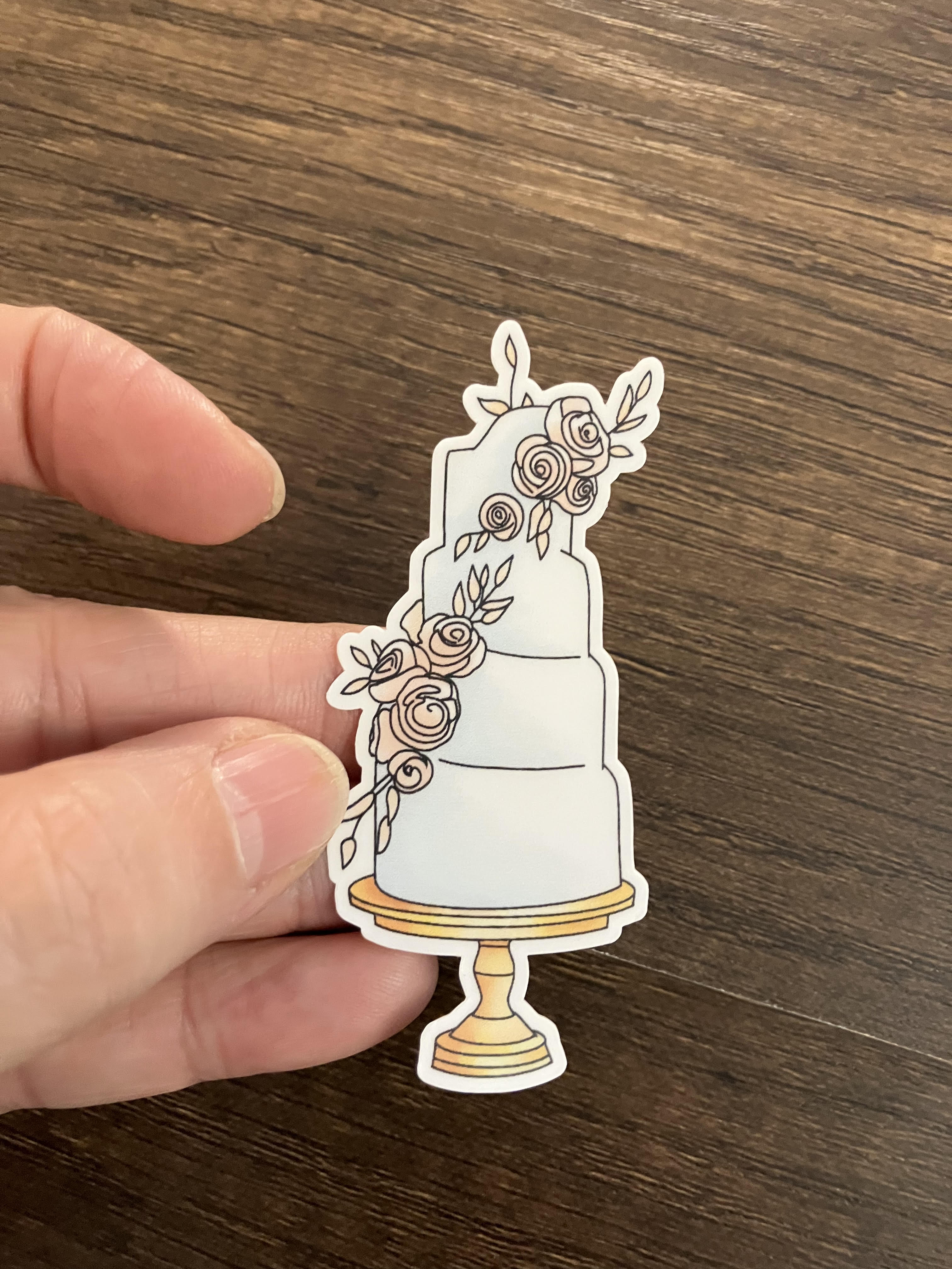 Wedding cake sticker 3"
